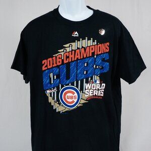 Chicago Cubs 2016 World Series Graphic Black T-Shirt Men's Large New!